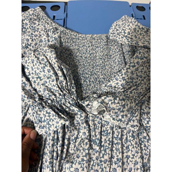 Madewell Lucie Smocked Floral Midi Dress With Puff Sleeves Medium - Picture 10 of 16